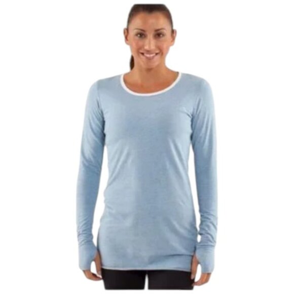 Lululemon heathered caspian blue 'Every Yogi' reversible long sleeve top size 6 - Picture 1 of 5